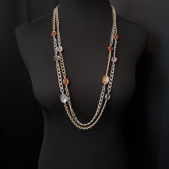 LOFT gold silver multi-strand necklace - Picture 2 of 6